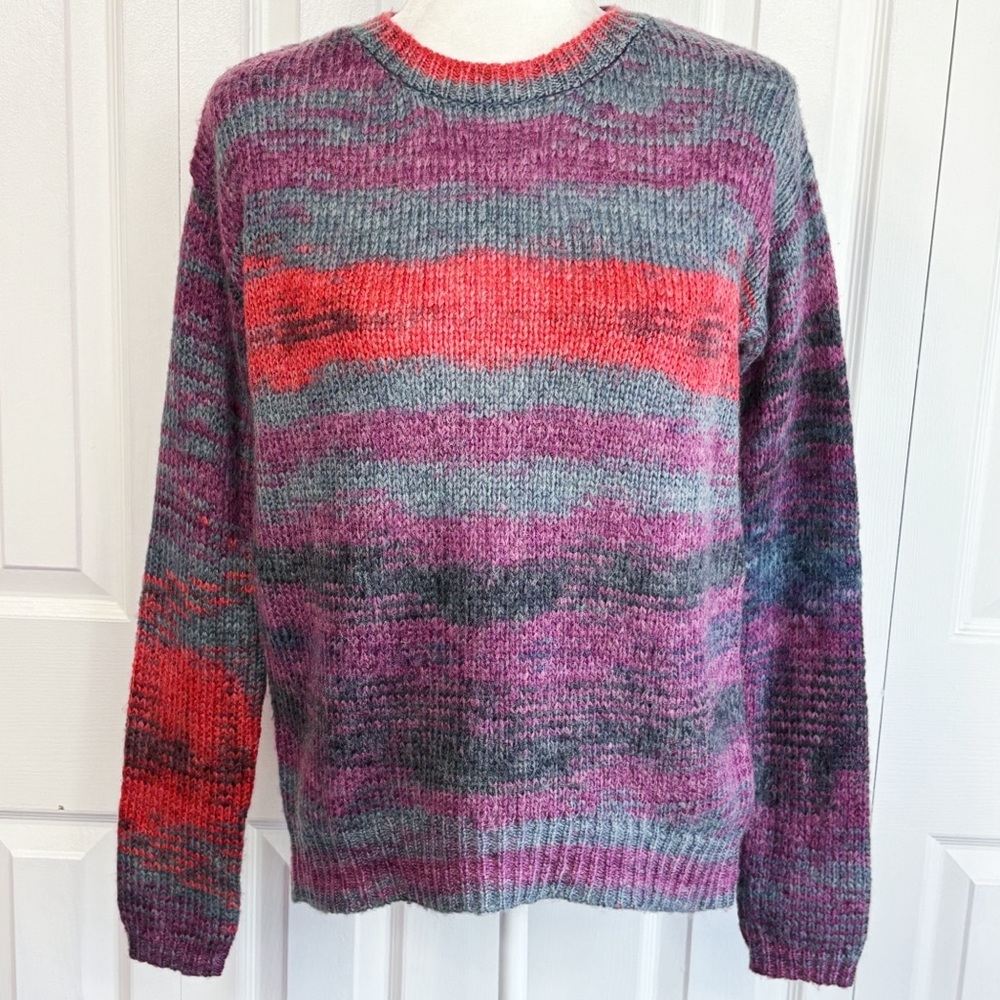 NWT Aeropostale Cozy Purple Multi Stripe Dye Wool Blend Sweater Small
